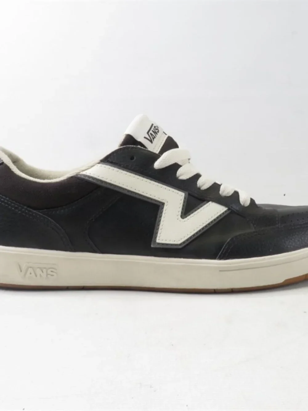 Vans Lowland CC Leather Sneakers Black White Retro Flying V Men's Size 12 Skate